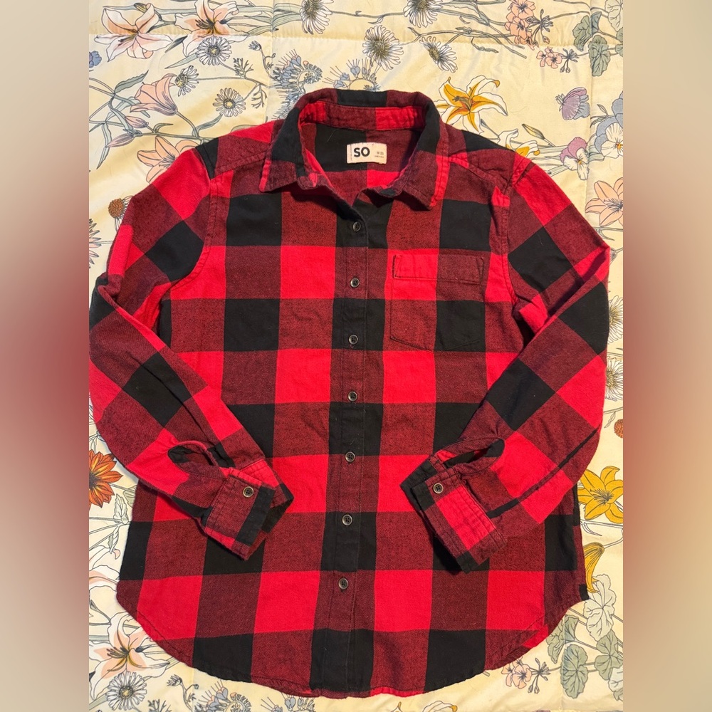 SO Kids Red and Black Plaid Shirt